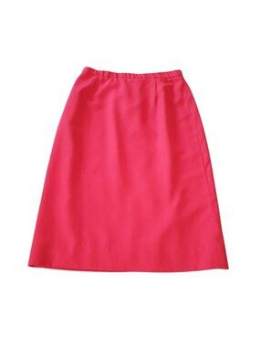Red Knee Length Skirt Womens Sz 12 Elastic Waist Lightweight Poly Blend Vibrant